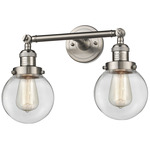 Beacon Bathroom Vanity Light - Brushed Satin Nickel / Clear