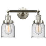 Small Bell Bathroom Vanity Light - Brushed Satin Nickel / Clear Seedy