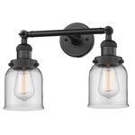 Small Bell Bathroom Vanity Light - Matte Black / Clear