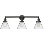 Large Cone Bathroom Vanity Light - Matte Black / Clear