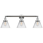 Large Cone Bathroom Vanity Light - Polished Chrome / Clear