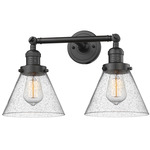 Large Cone Bathroom Vanity Light - Oil Rubbed Bronze / Clear Seedy