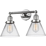 Large Cone Bathroom Vanity Light - Polished Chrome / Clear