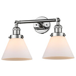 Large Cone Bathroom Vanity Light - Polished Chrome / Matte White