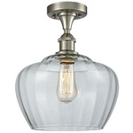 Fenton Semi Flush Ceiling Light - Brushed Satin Nickel / Clear