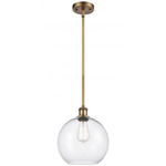 Athens Stem Hung Pendant - Brushed Brass / Clear
