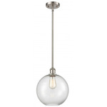 Athens Stem Hung Pendant - Brushed Satin Nickel / Clear