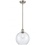 Athens Stem Hung Pendant - Brushed Satin Nickel / Clear Seedy