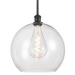 Athens Stem Hung Pendant - Matte Black / Clear