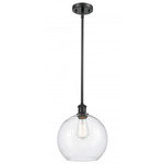 Athens Stem Hung Pendant - Matte Black / Clear Seedy