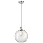Athens Stem Hung Pendant - Polished Chrome / Clear