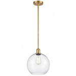 Athens Stem Hung Pendant - Satin Gold / Clear