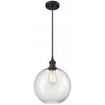 Ballston Athens Cord Hung Pendant - Matte Black / Clear