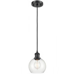 Ballston Athens Cord Hung Pendant - Matte Black / Clear