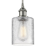 Cobbleskill Stem Hung Pendant - Brushed Satin Nickel / Clear Ripple