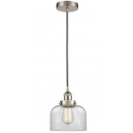 Bell Cord Hung Mini Pendant - Brushed Satin Nickel / Clear