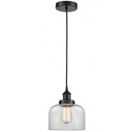 Bell Cord Hung Mini Pendant - Matte Black / Clear