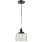 Bell Cord Hung Mini Pendant - Oil Rubbed Bronze / Clear