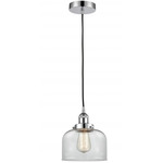 Bell Cord Hung Mini Pendant - Polished Chrome / Clear