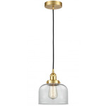 Bell Cord Hung Mini Pendant - Satin Gold / Clear