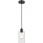 Clymer Cord Hung Mini Pendant - Matte Black / Clear