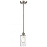 Clymer Stem Hung Mini Pendant - Brushed Satin Nickel / Clear