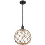 Farmhouse Rope LED Pendant - Matte Black / Clear / Brown