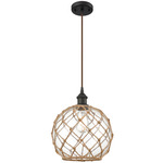 Farmhouse Rope LED Pendant - Oil Rubbed Bronze / Clear / Brown
