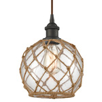 Farmhouse Rope LED Pendant - Oil Rubbed Bronze / Clear / Brown