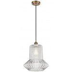 Springwater Cord Hung Pendant - Brushed Brass / Clear