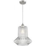 Springwater Cord Hung Pendant - Brushed Satin Nickel / Clear