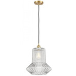 Springwater Cord Hung Pendant - Satin Gold / Clear