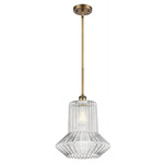 Springwater Stem Hung Pendant - Brushed Brass / Clear
