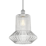 Springwater Stem Hung Pendant - Polished Chrome / Clear