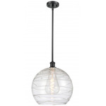 Athens Deco Swirl Stem Hung XL Pendant - Matte Black / Clear