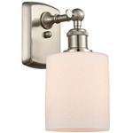 Cobbleskill Rectangle Canopy Wall Sconce - Brushed Satin Nickel / Matte White