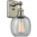 Belfast Rectangle Canopy Wall Light - Brushed Satin Nickel / Clear Seedy