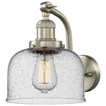 Bell Seedy Dome Wall Sconce - Brushed Satin Nickel / Clear Seedy