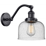 Bell Seedy Dome Wall Sconce - Matte Black / Clear Seedy
