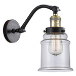 Canton Adjustable Wall Sconce - Matte Black / Antique Brass / Clear