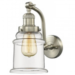 Canton Adjustable Wall Sconce - Brushed Satin Nickel / Clear