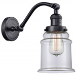 Canton Adjustable Wall Sconce - Matte Black / Clear