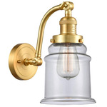 Canton Adjustable Wall Sconce - Satin Gold / Clear