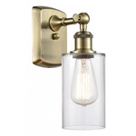Clymer Adjustable Wall Sconce - Antique Brass / Clear