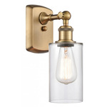 Clymer Adjustable Wall Sconce - Brushed Brass / Clear