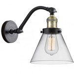 Cone 515 Large Wall Sconce - Matte Black / Antique Brass / Clear