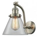 Cone 515 Large Wall Sconce - Brushed Satin Nickel / Clear