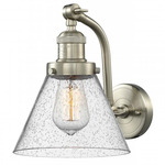 Cone 515 Large Wall Sconce - Brushed Satin Nickel / Clear Seedy