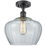 Fenton Semi Flush Ceiling Light - Matte Black / Clear