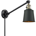 Addison Plug-In Swing Arm Wall Sconce - Black / Antique Brass